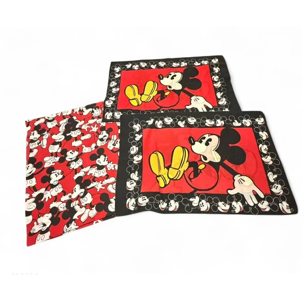 Disney Mickey Mouse Full Sheet Set Vintage Red Black White Character Bedding